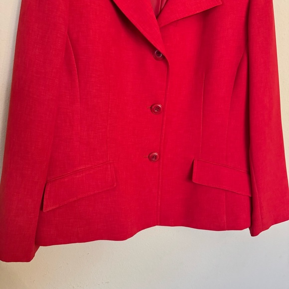 KASPER Red Fully Lined BLAZER & FLARE SKIRT SUIT Set Size 18 Business Career - Picture 9 of 16